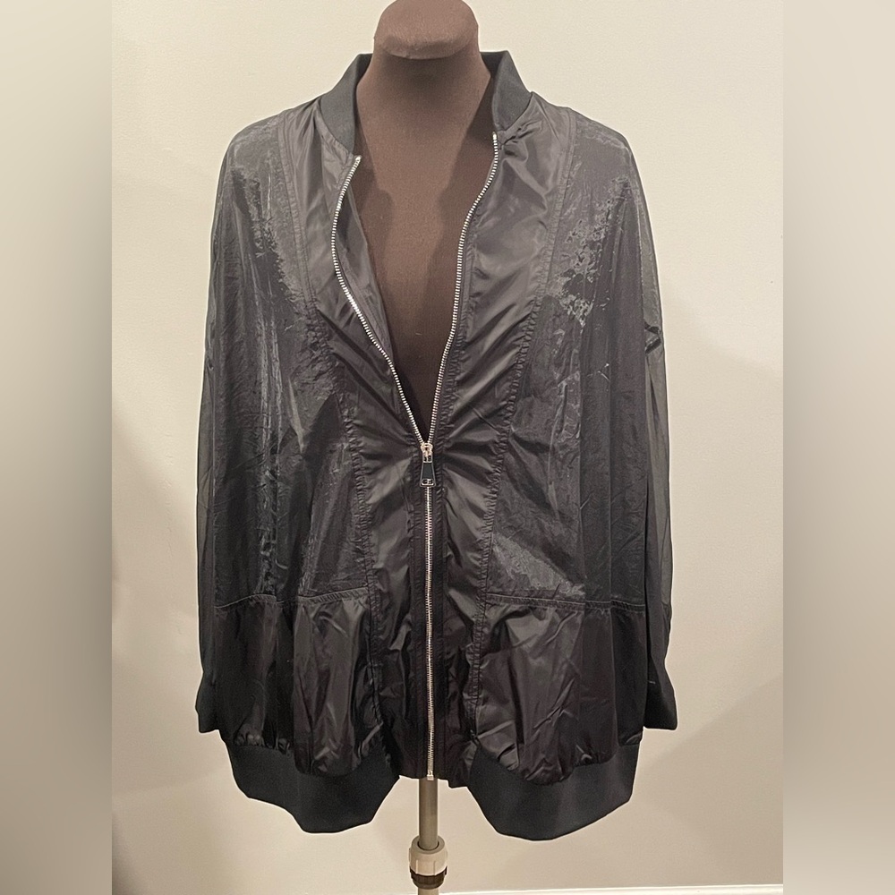 Ulla Popken Studio Untold Black sheer bomber jacket